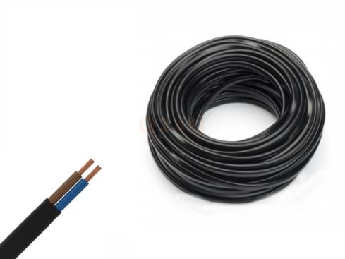 12 / 24 / 230 volt kabel, 2 aderig, per 2 meter - zwart
