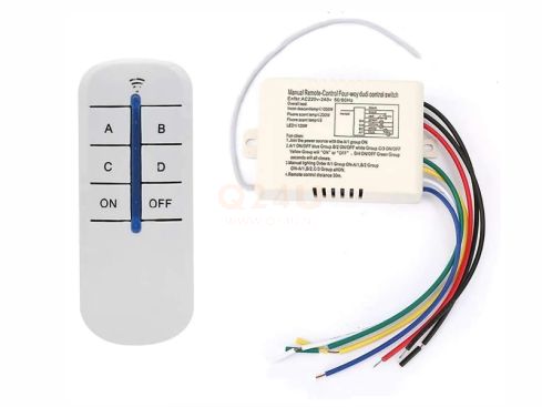 Draadloze schakelaar / afstandsbediening voor 4x 230 volt, (max 800 watt)