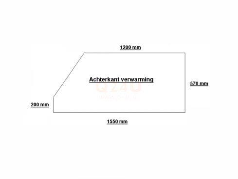 Badkamer spiegelverwarming, vijfhoek. 1550 x 570 mm, 230 volt, zie afbeelding