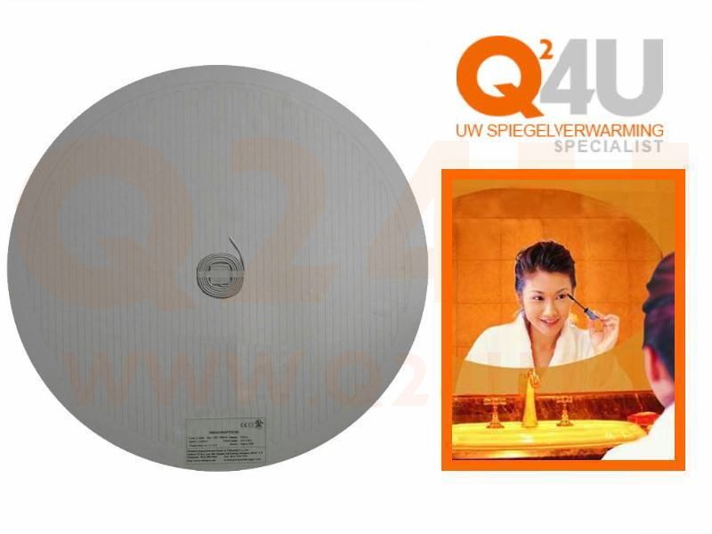 Badkamer spiegelverwarming, rond op maat, 24 volt