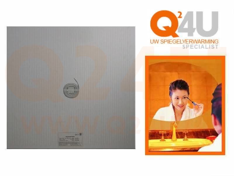 Badkamer spiegelverwarming, vierkant op maat, 24 volt