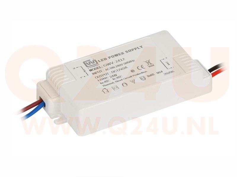 12V 2A voeding (24 watt), voor LED en of verwarming